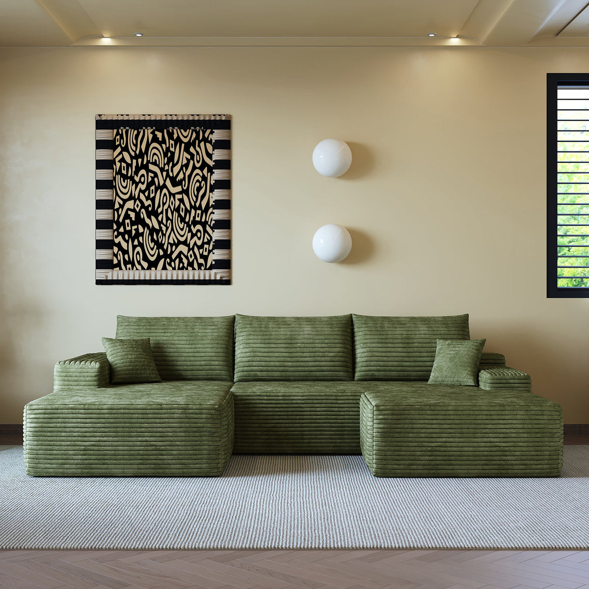 Modern Cloud Sectional Sofa and Corduroy Fabric