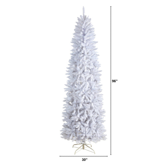 8’ Slim White Artificial Christmas Tree with 1348 Bendable Branches - Tampa Home & Garden Store