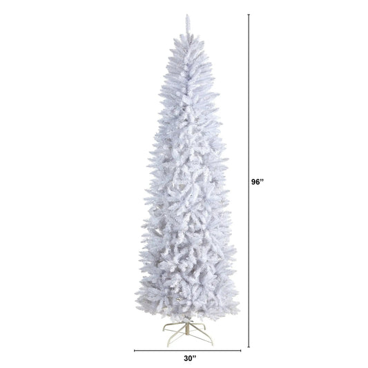 Nearly Natural White 8 ft slim Christmas tree with bendable branches on Tampa Home & Garden Store