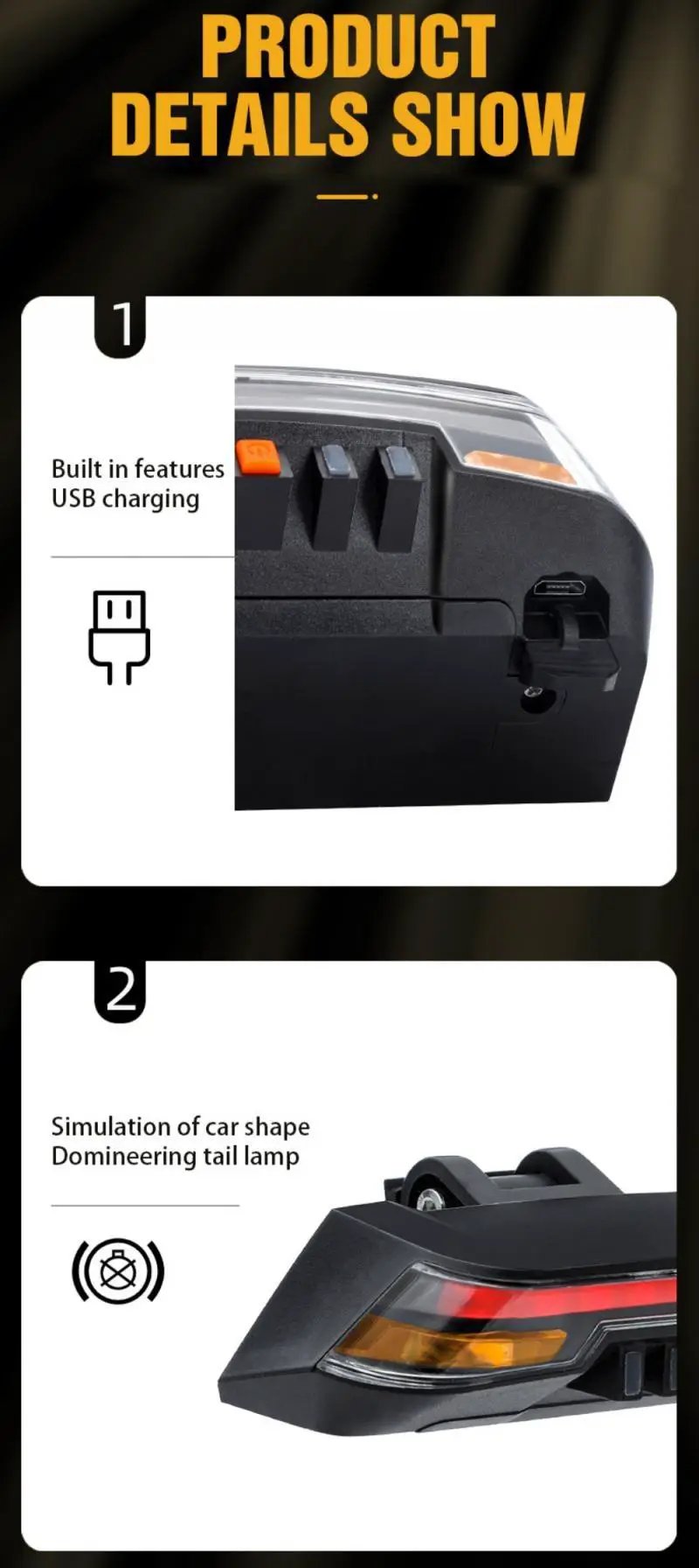 Rear Bike Taillight with Wireless Remote