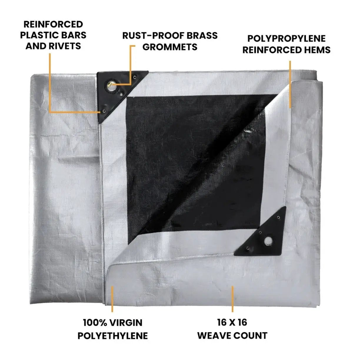 8x10 heavy duty poly tarp Ultra Strong White Duck Outdoors, 16 mil polyethylene with hems on Tampa Home & Garden Store