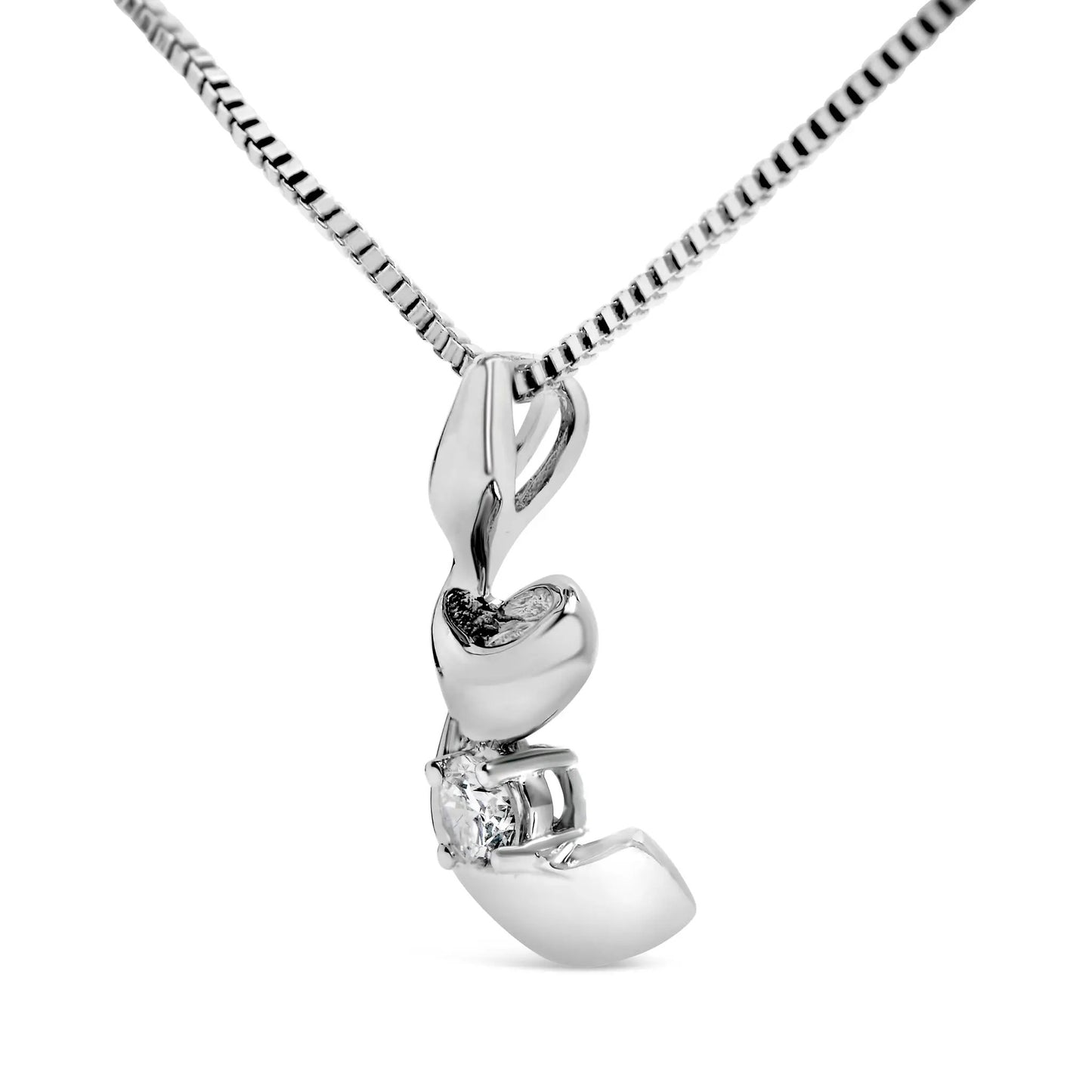 10K white gold diamond solitaire pendant necklace with box chain on Tampa Home & Garden Store
