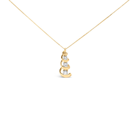 10k yellow gold three-stone swirl drop pendant necklace with 1/4 ct tw diamonds on Tampa Home & Garden Store