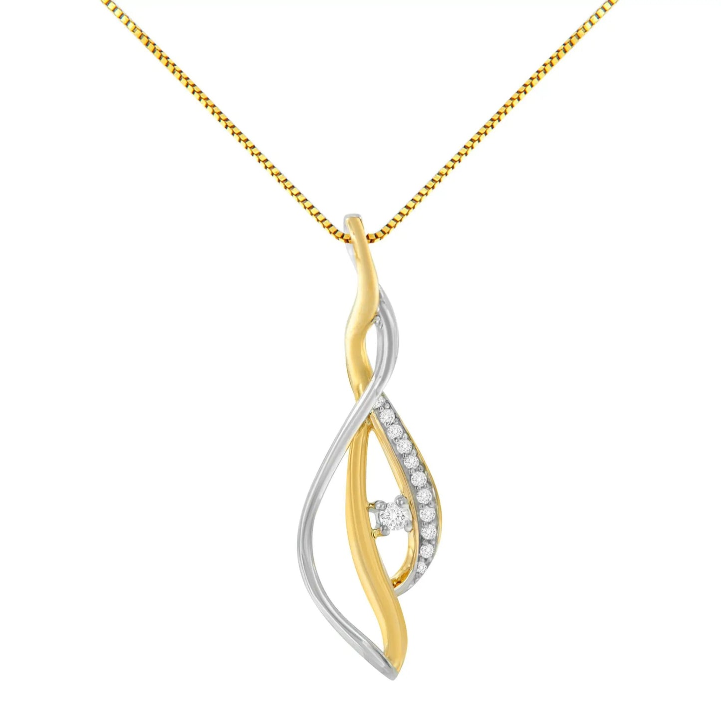 Espira 10K two-tone gold diamond cascade pendant necklace with pavé diamonds on Tampa Home & Garden Store