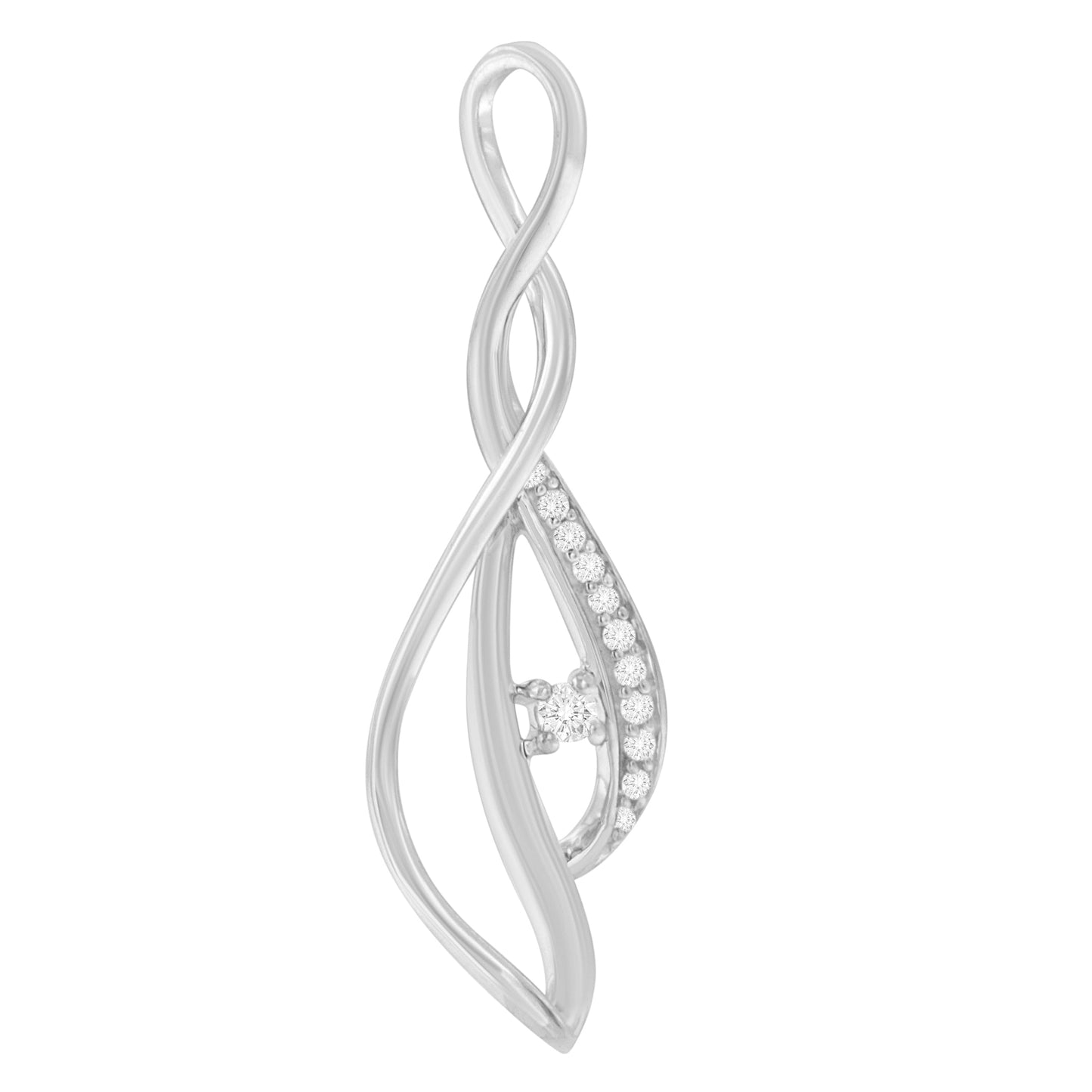 Espira 10K white gold open cascade twist pendant with round diamond accents, 18-inch necklace on Tampa Home & Garden Store
