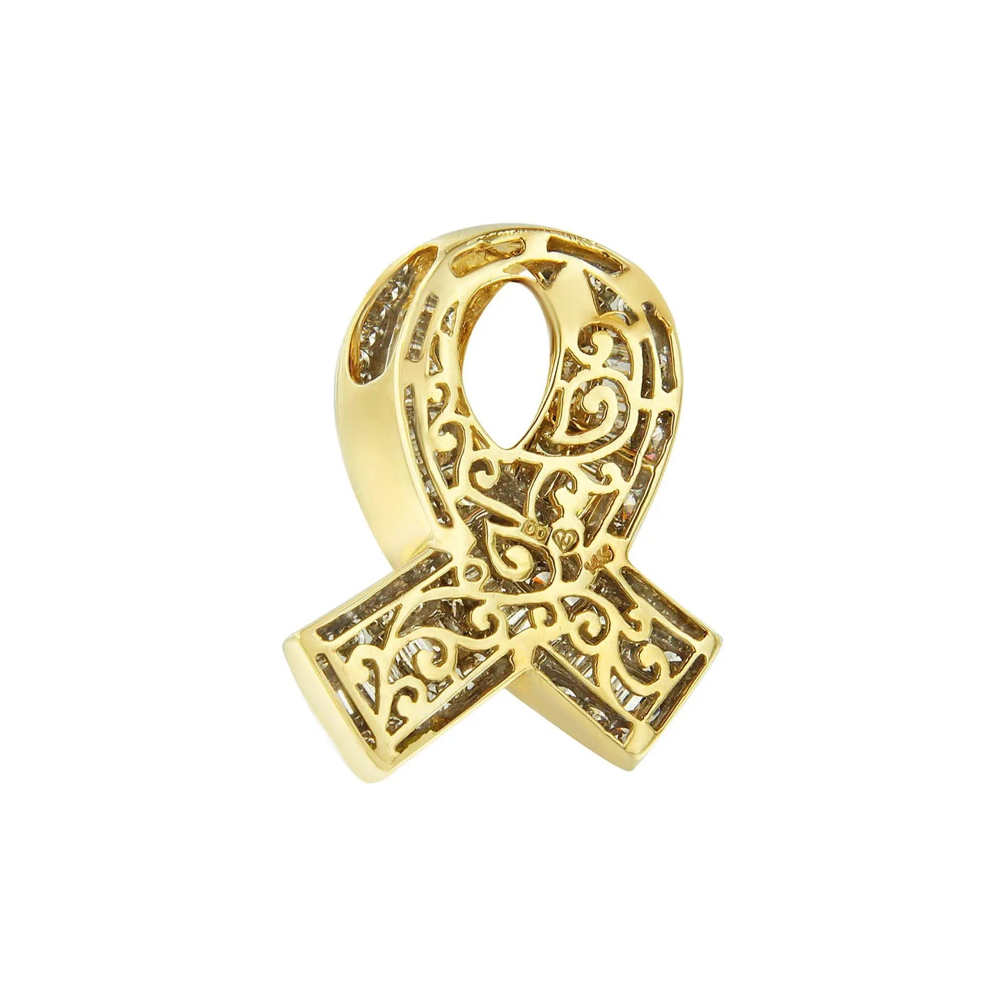 14K yellow gold diamond ribbon pendant necklace with filigree and diamonds on Tampa Home & Garden Store