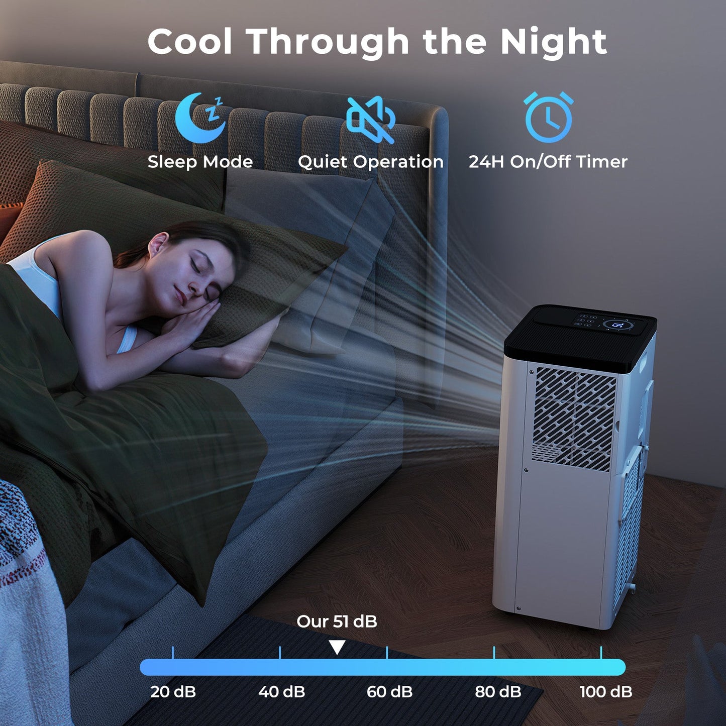 Acondicionador de aire portátil de 8000 BTU, unidad de CA 3 en 1 de piso, ventilador y deshumidificador para habitación