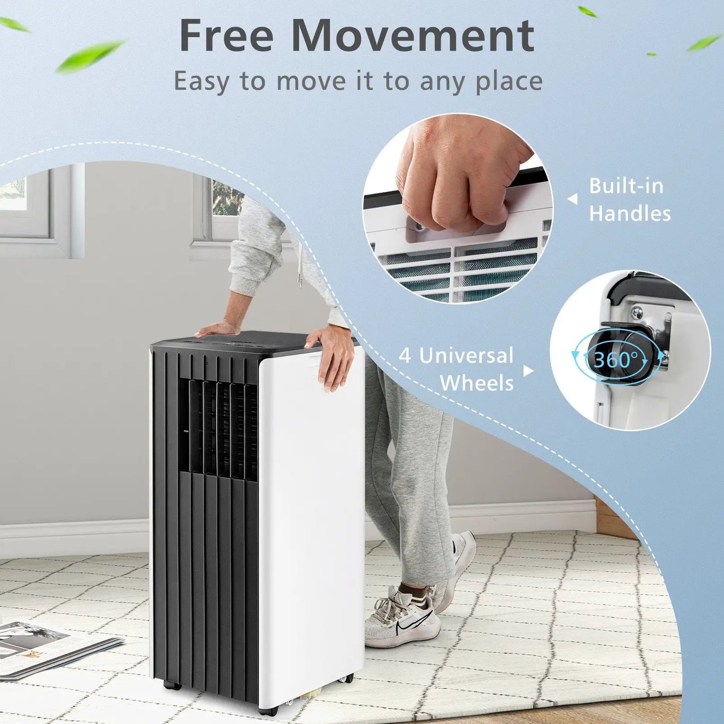 8000 BTU Portable Air Conditioner with Cool Humidifier and Sleep Mode-Black & White - Tampa Home & Garden Store