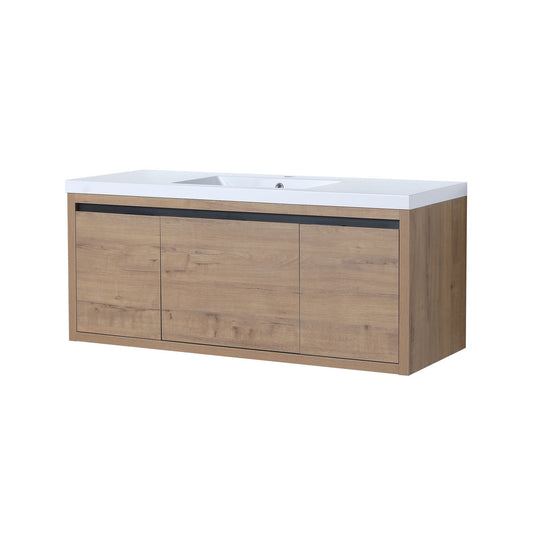 Floating bathroom vanity with resin sink, white top, wood cabinet, soft-close doors HouseOfZazla on Tampa Home & Garden Store