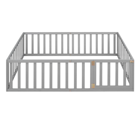 Gray full-size wooden daybed frame with vertical slats on all sides on Tampa Home & Garden Store