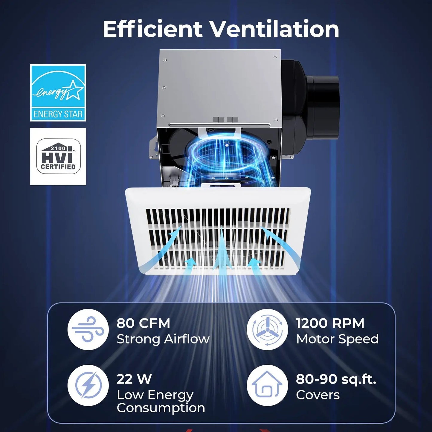 DirectDeals 80 CFM bathroom exhaust fan with metal housing Energy Star certified on Tampa Home & Garden Store
