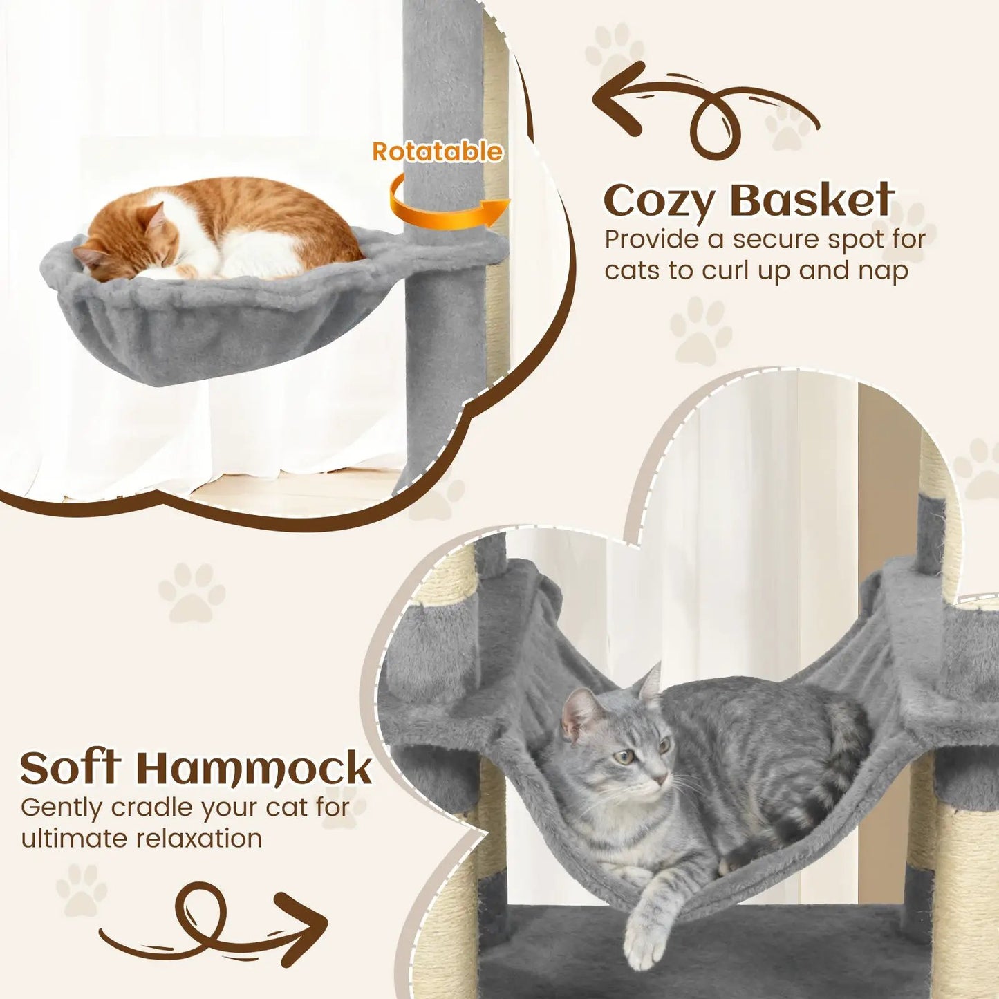 Tall Cat Tree with 2 Condos and dangling toys in soft grey plush by DirectDeals on Tampa Home & Garden Store