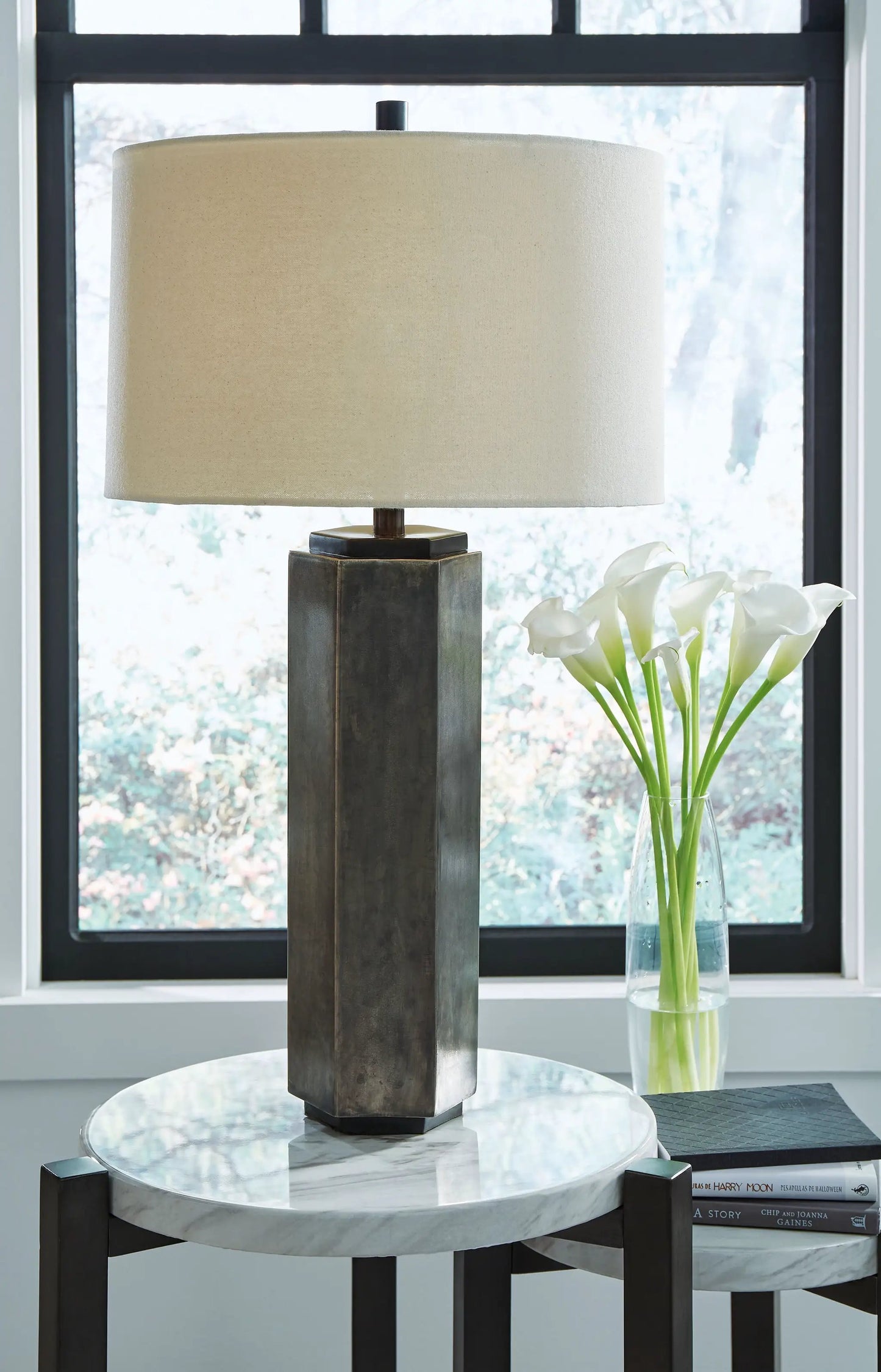 Dirkton Metal Table Lamp Antique Pewter Finish