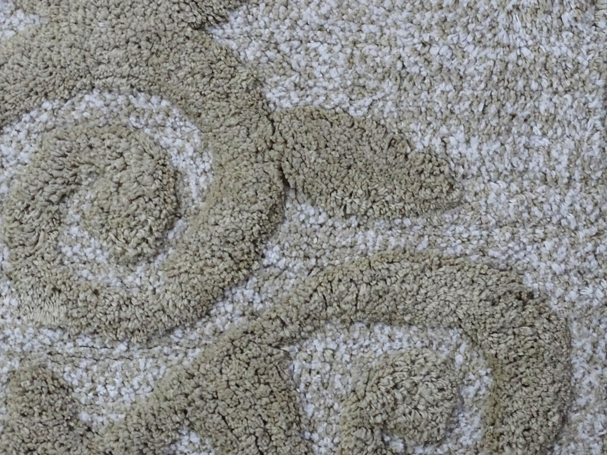 Vibhsa Damask Pattern Bath Rug 20x32 Beige & Ivory 100% Cotton textured pile on Tampa Home & Garden Store
