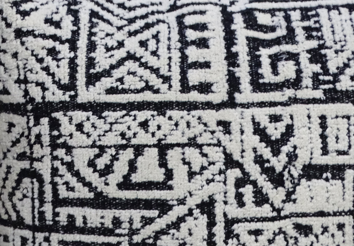 Vibhsa throw pillow black and white geometric pattern 20x20 with tassels on Tampa Home & Garden Store