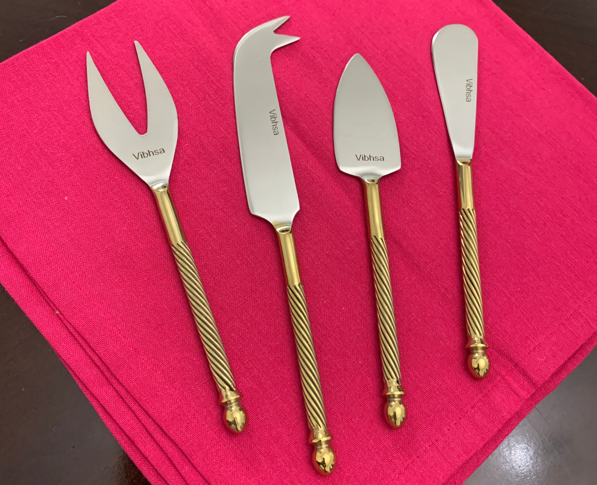 Vibhsa cheese knives set of 4 stainless steel with gold handles on Tampa Home & Garden Store