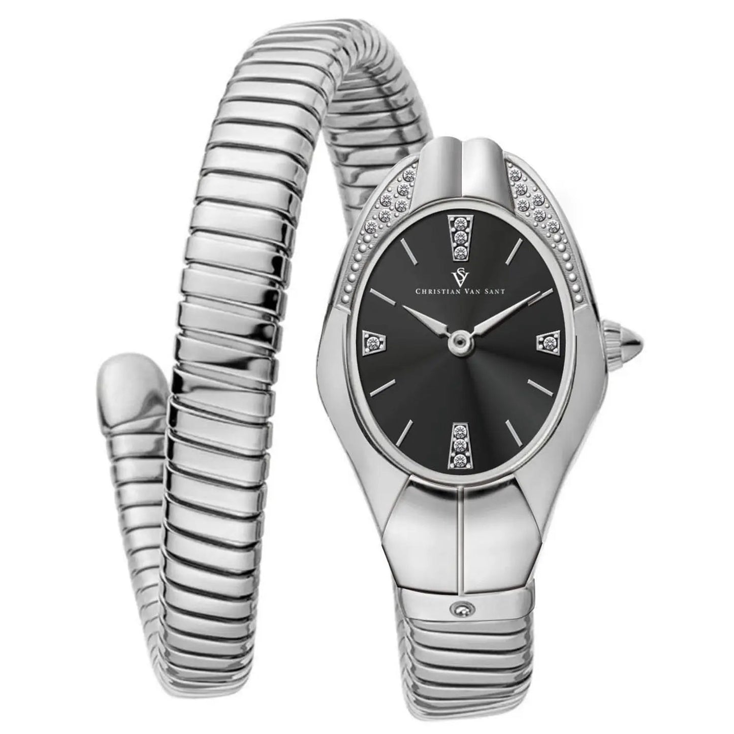 Christian Van Sant Naga womens watch with black dial and diamond accents on Tampa Home & Garden Store