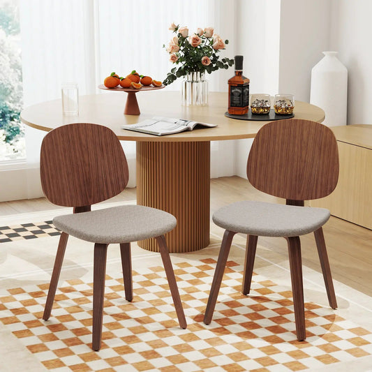 Wooden dining chair set of 2 with bentwood frames and padded gray seats on Tampa Home & Garden Store