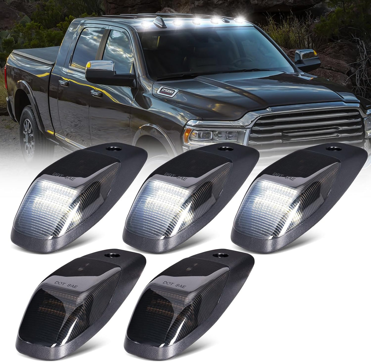 Smoked white amber LED tow mirror lights for Ram 1500/2500HD, 6pc AutoLEDTech.com on Tampa Home & Garden Store