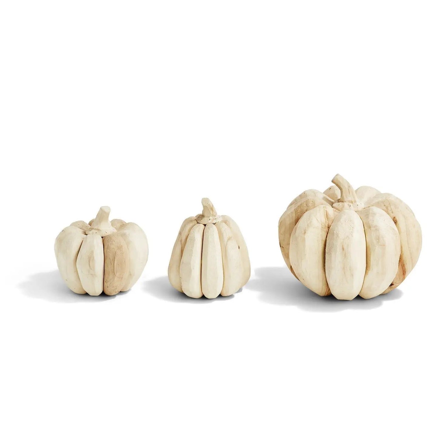 Hand Crafted Wooden Pumpkin Trio Three Shapes
