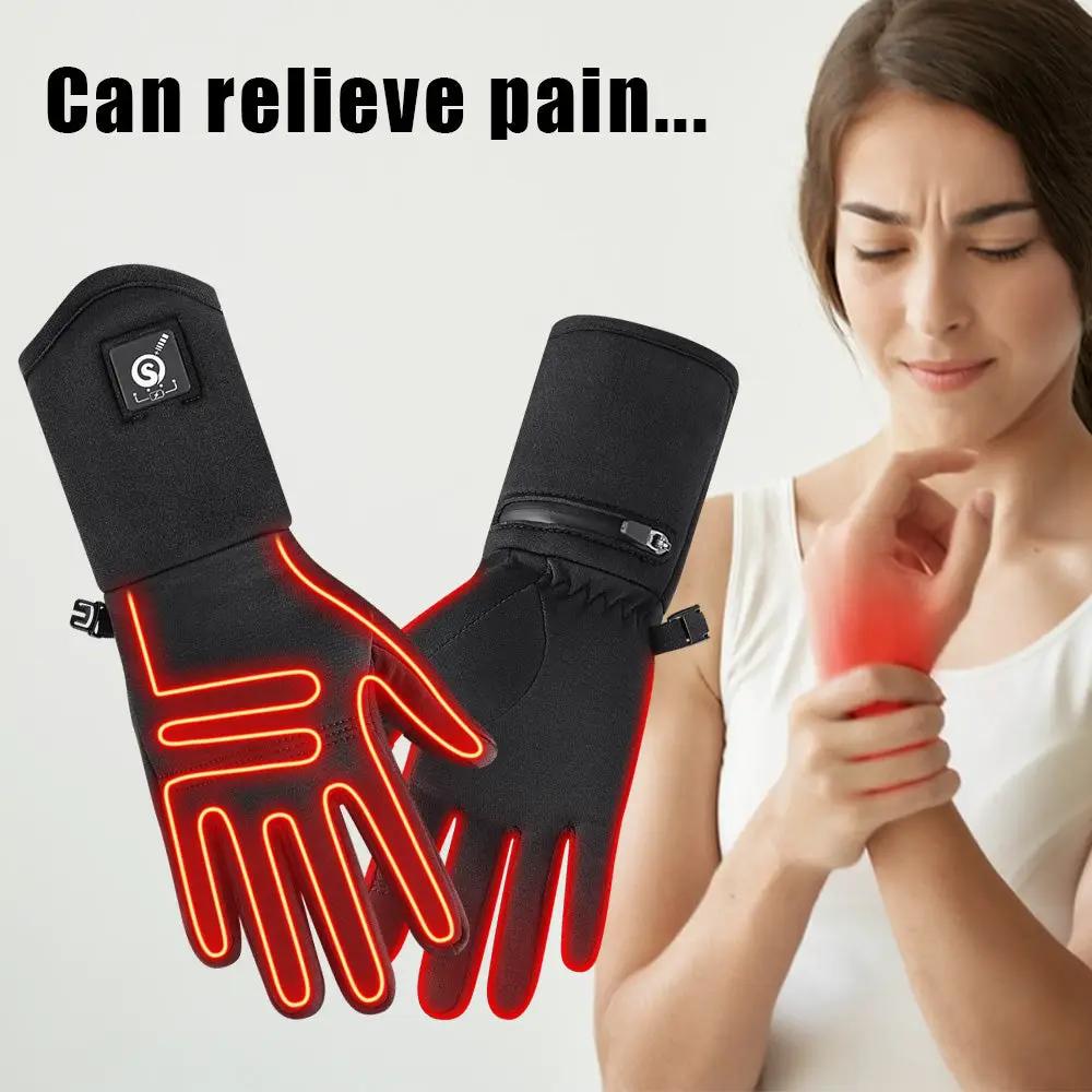 Guantes calefactables de invierno para esquí, deportes al aire libre, táctiles, para motocicleta, hombres y mujeres, cálidos, cortavientos, para caza, mitones negros, bicicletas