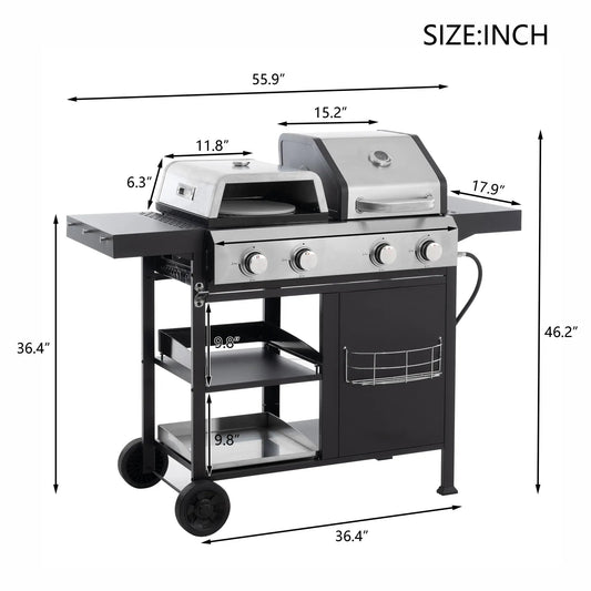 2 by 2 Multifunction Gas Grill and Cover stainless steel outdoor grill with side burner wheels on Tampa Home & Garden Store