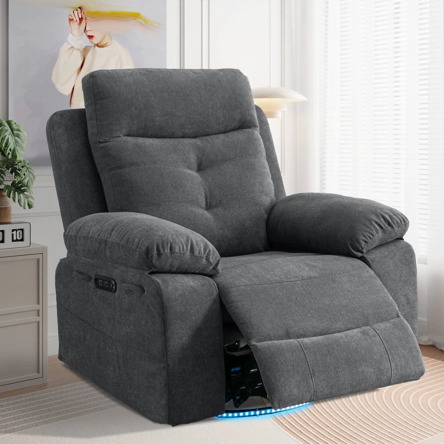 270 Degree Swivel Electric Recliner Bluetooth LED