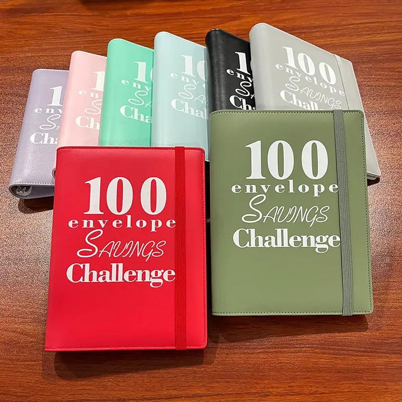 100 envelope Savings Challenge binder with 25 grid pages, red and green fronts and pastel backs on Tampa Home & Garden Store