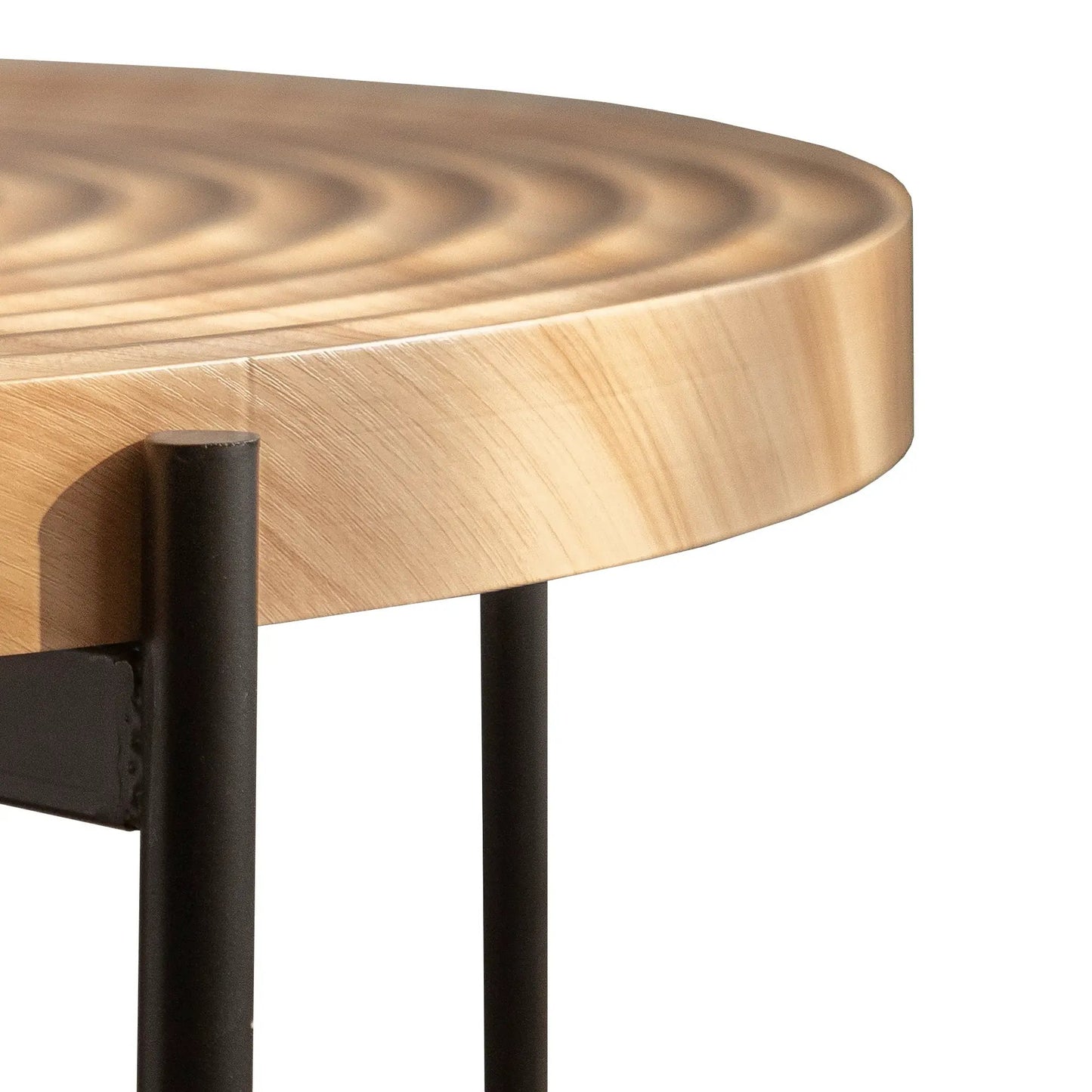 Mesa de centro redonda con diseño moderno, tablero de MDF con patas cruzadas de metal (juego de 2 piezas)
