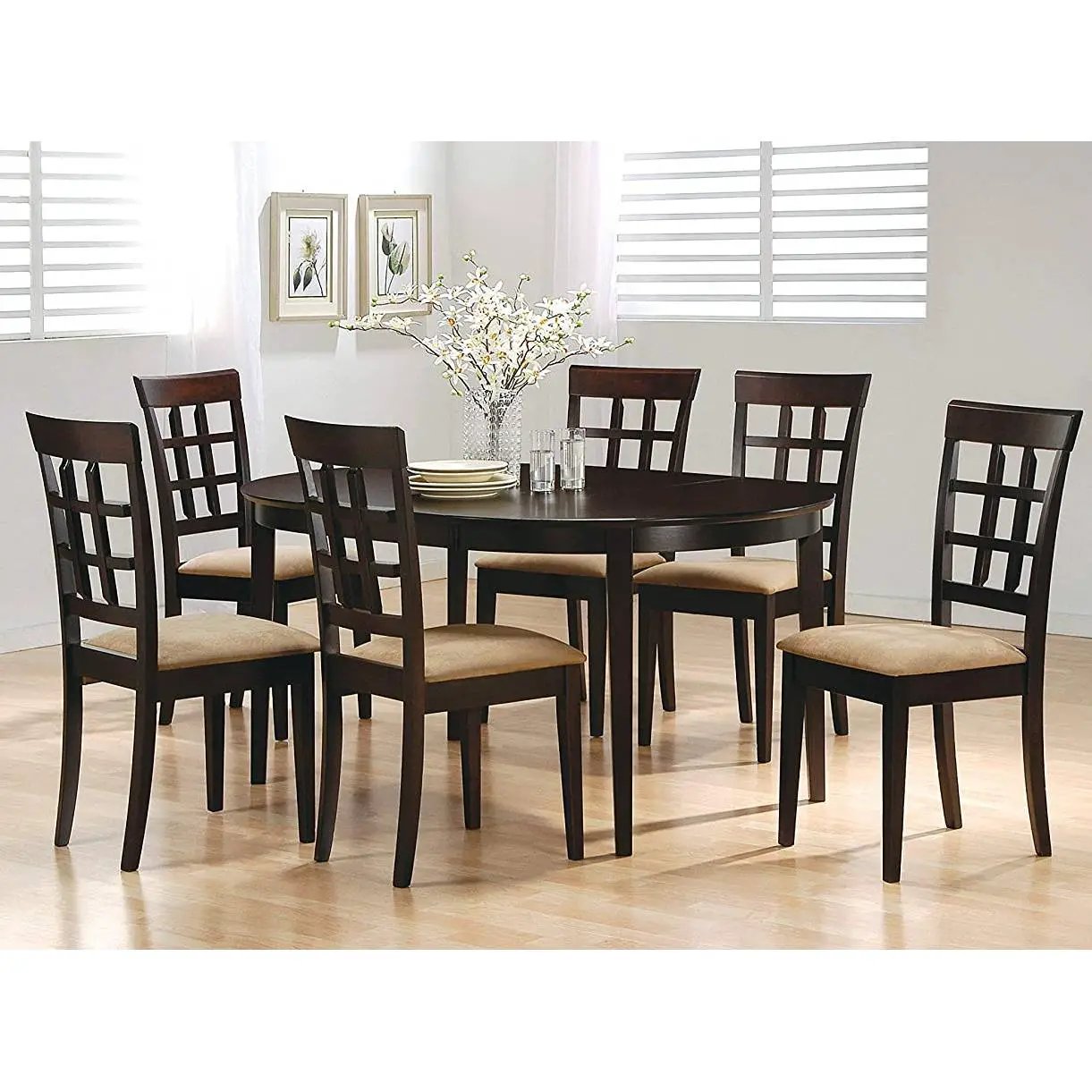 Contemporary Oval Dining Table in Dark Brown Cappuccino Wood Finish - Tampa Home & Garden Store