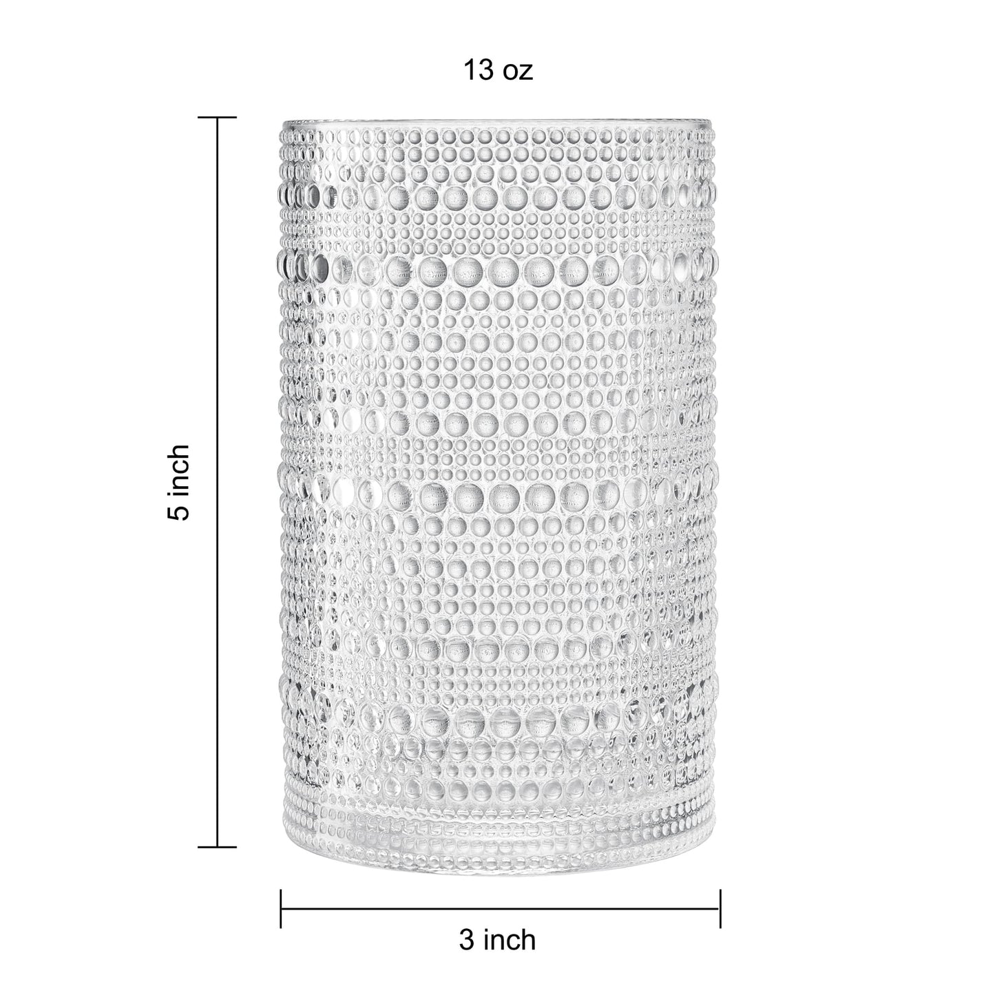 Khen Hobnail Clear Drinking Glasses Set of 12