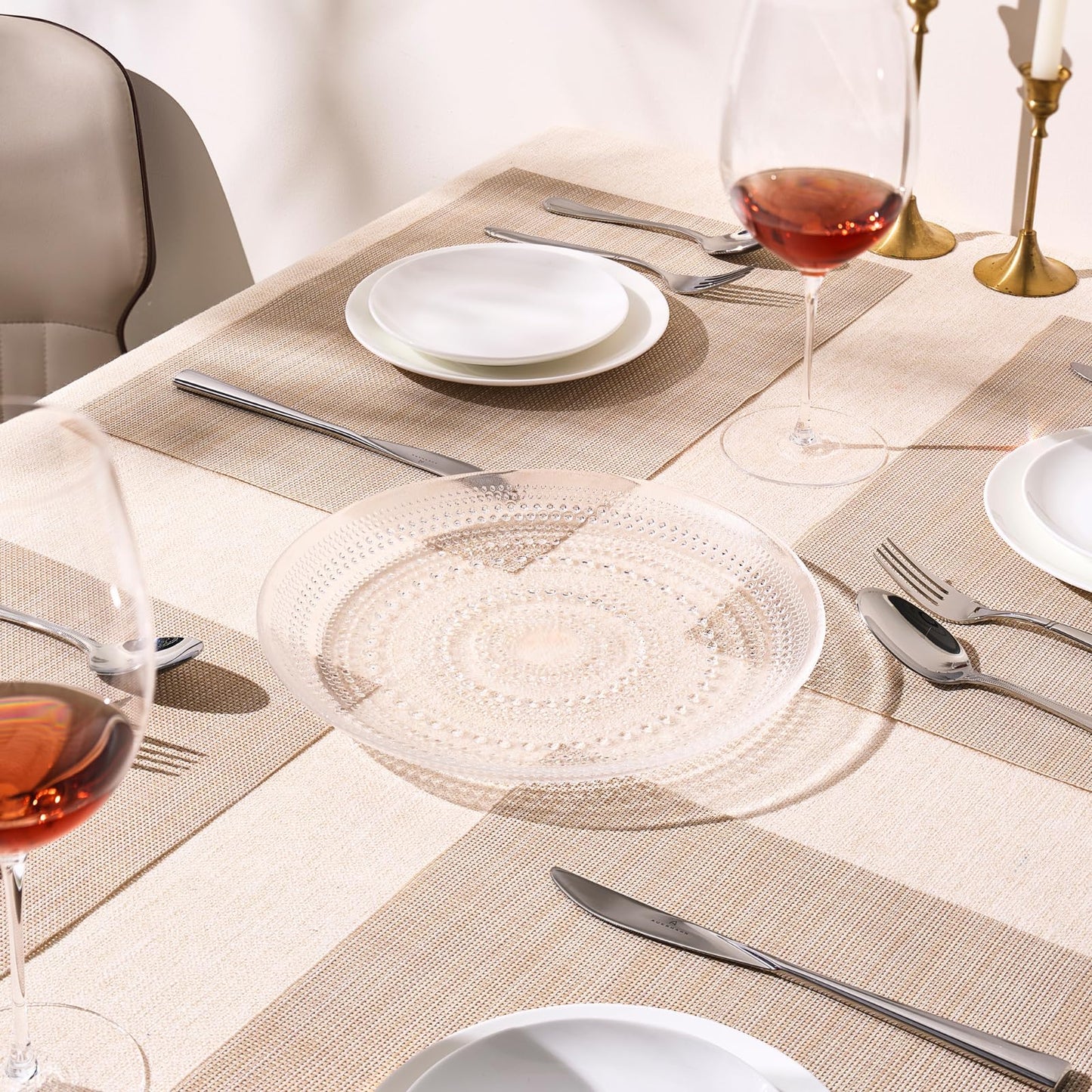 Clear Glass Hobnail Charger Plates and Set