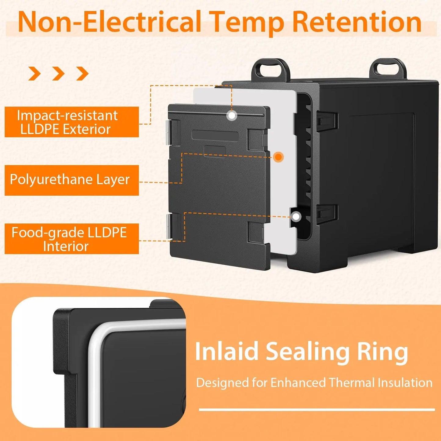 81 Quart End-Loading Food Pan Carrier by DirectDeals, black LLDPE on Tampa Home & Garden Store