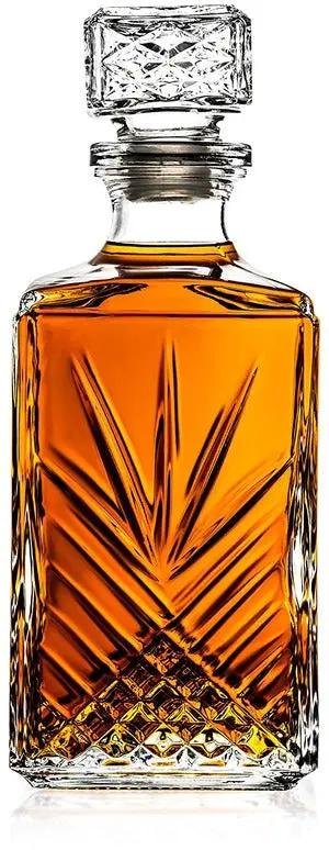 Parma decanter with crystal stopper and amber whiskey in a geometric cut-glass pattern on Tampa Home & Garden Store