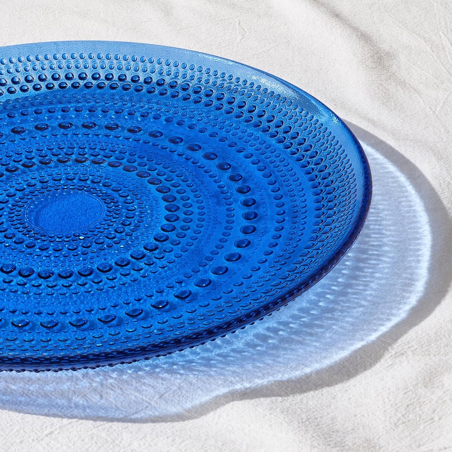 Dark Blue Hobnail Glass Dinner or Charger Plates