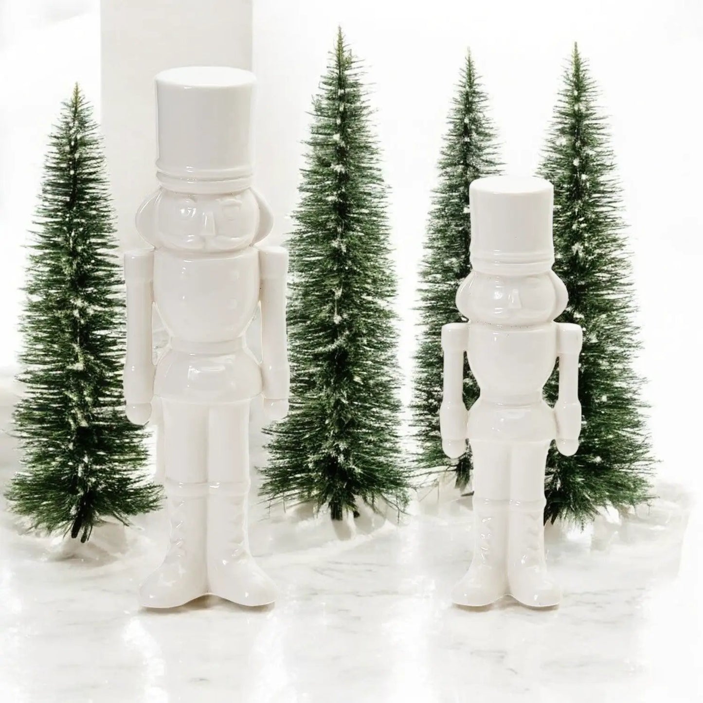Gia Roma White Nutcracker Set ceramic Christmas decor, 2 white figures on Tampa Home & Garden Store