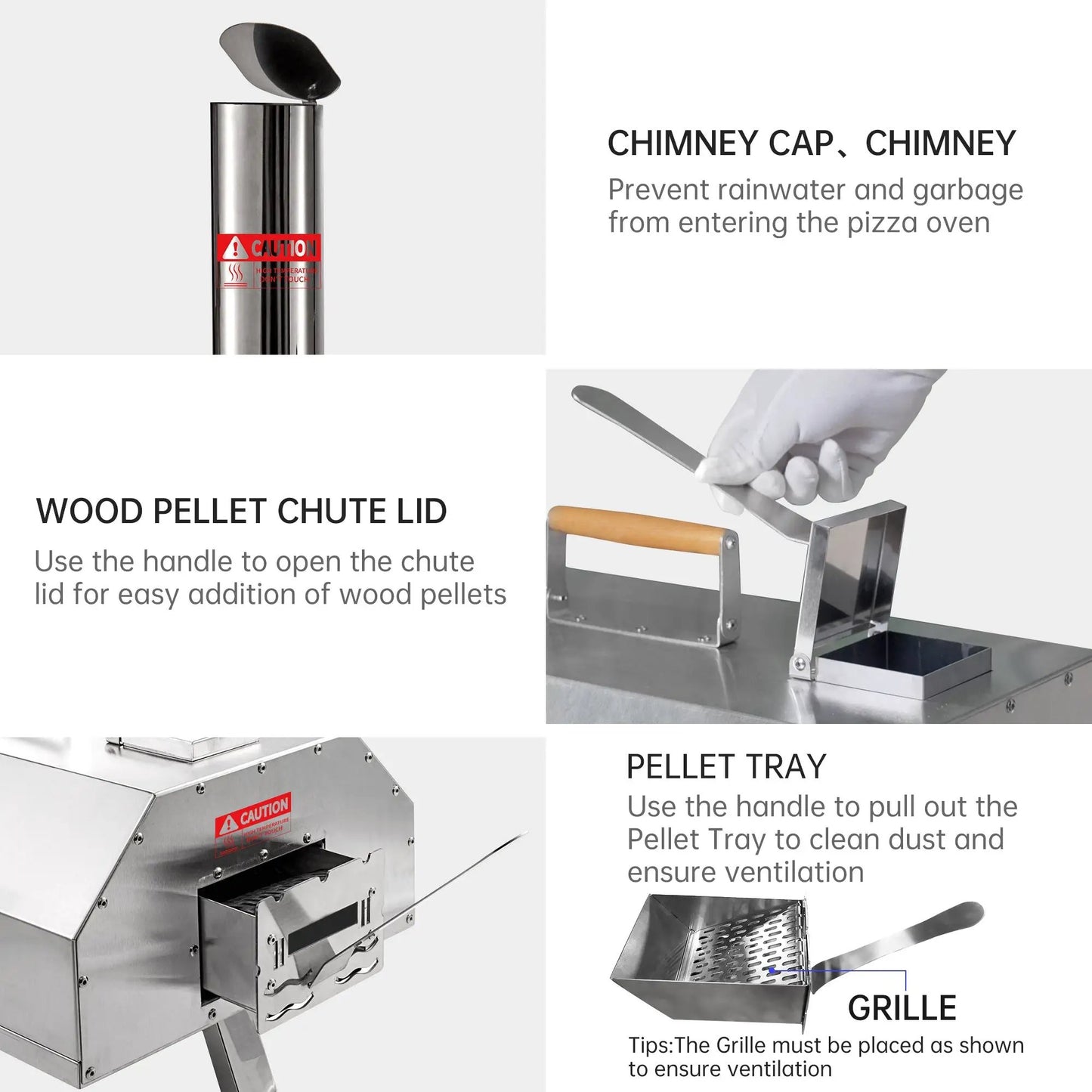 Four à pizza d'extérieur portable semi-automatique en argent 12 à bois