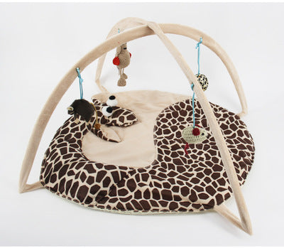 Cartoon Cat Play Tent Hammock Bed with giraffe-pattern cushion and hanging toys on Tampa Home & Garden Store