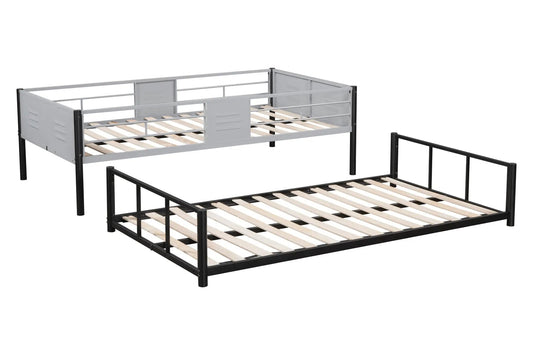 Metal twin over twin bunk bed with vent board, gray finish on Tampa Home & Garden Store