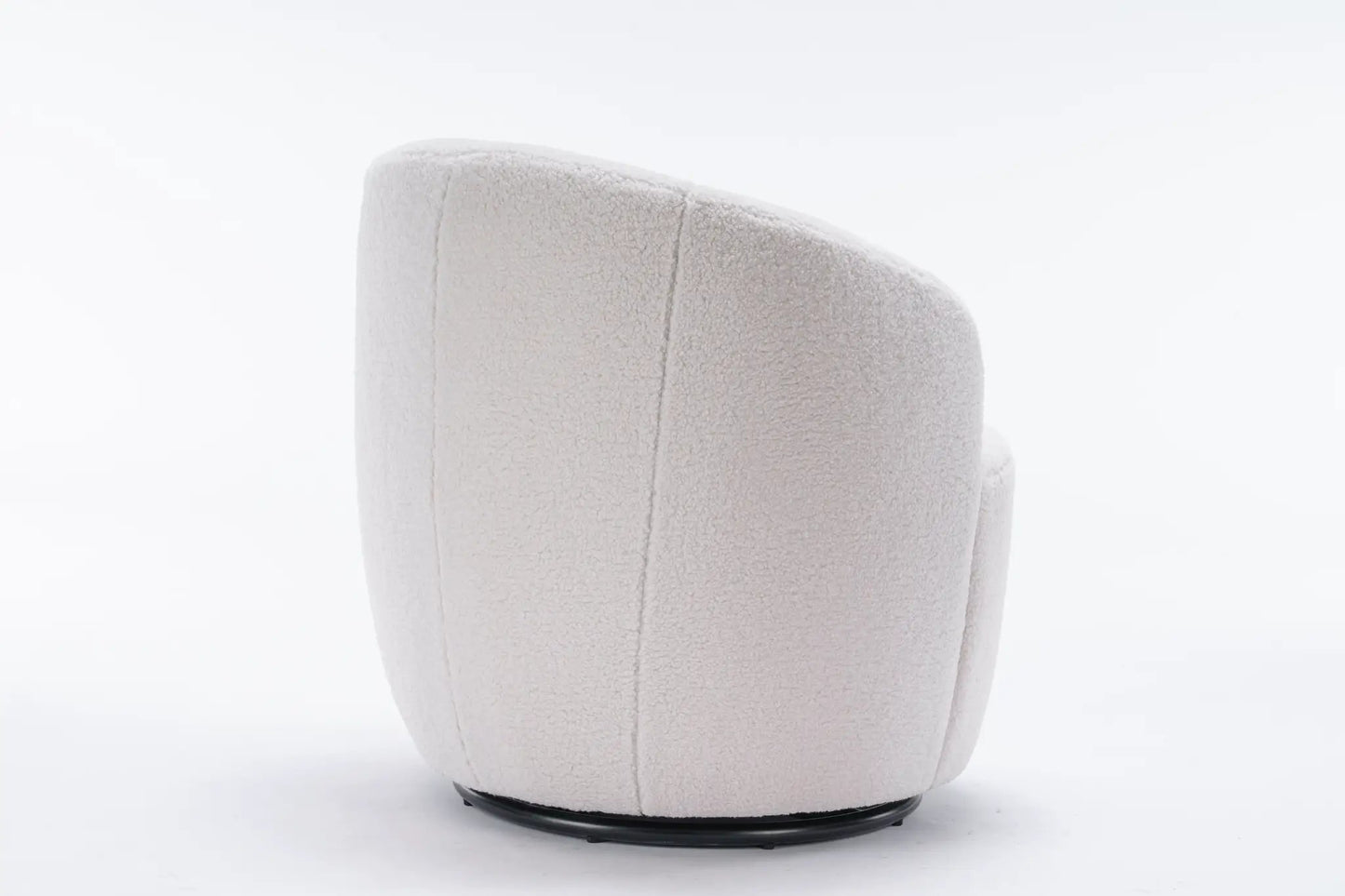 Teddy fabric swivel armchair in beige with black ring base on Tampa Home & Garden Store