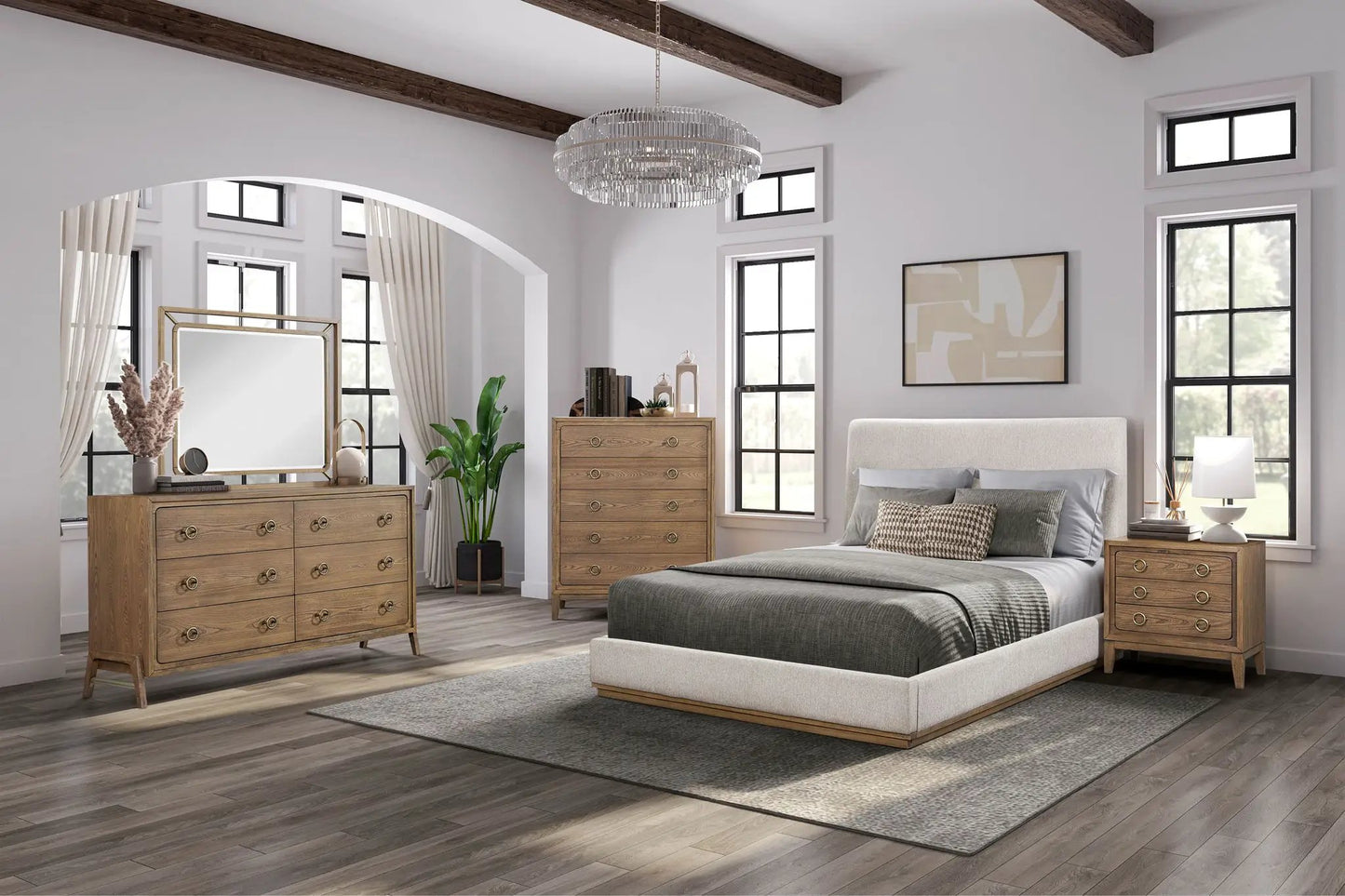 Mirror Light Brown Finish for Dresser Mounted
