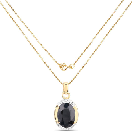7.50 Carat Black Sapphire pendant on gold chain with oval stone accent by Bids.com on Tampa Home & Garden Store