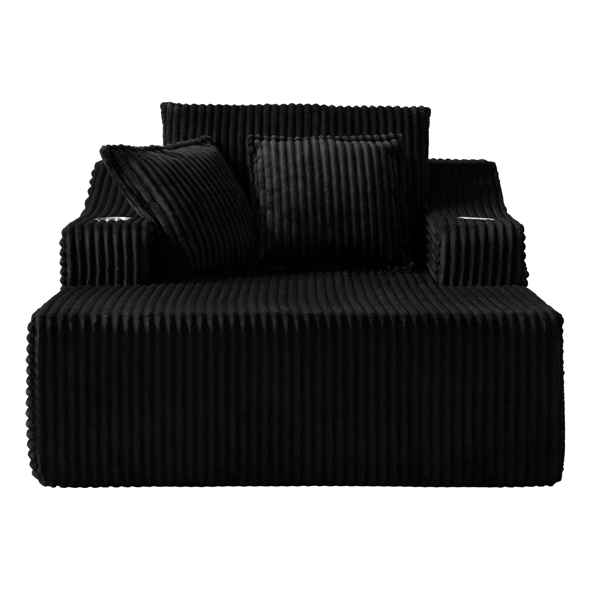 Corduroy throw cushions set of 3 by HouseOfZazla in black for oversized chaise lounge on Tampa Home & Garden Store