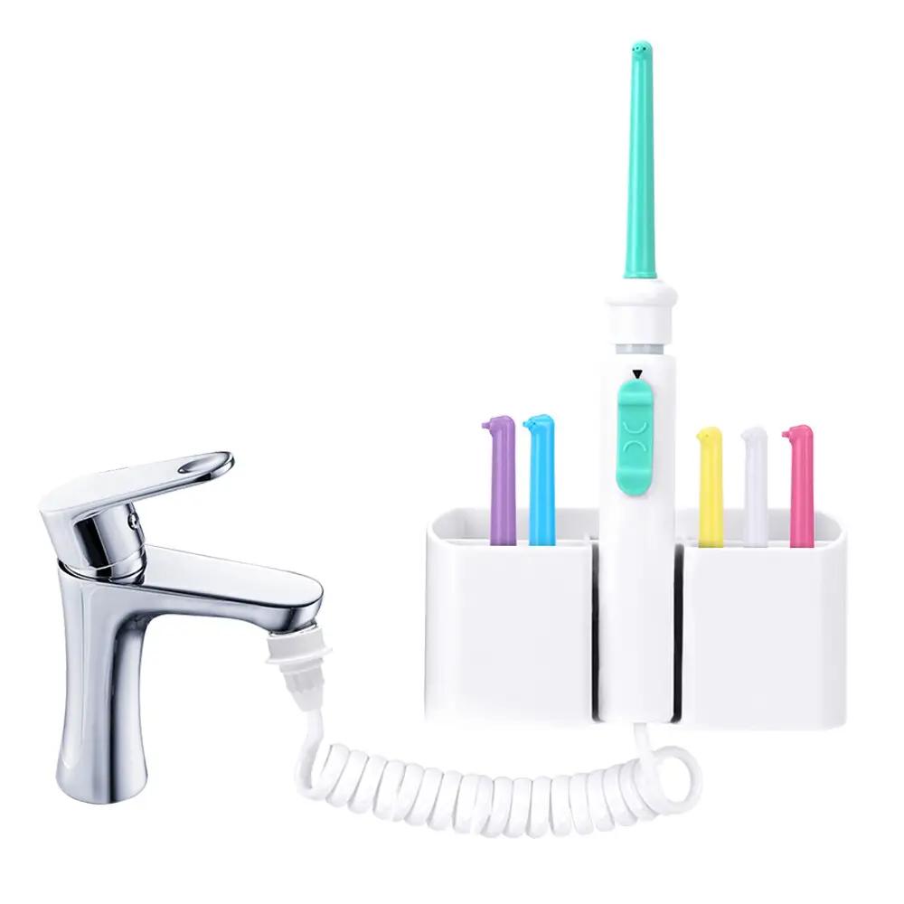 Faucet-mounted water dental flosser and irrigator with white body and colorful tips, VIP Digital Presence on Tampa Home & Garden Store