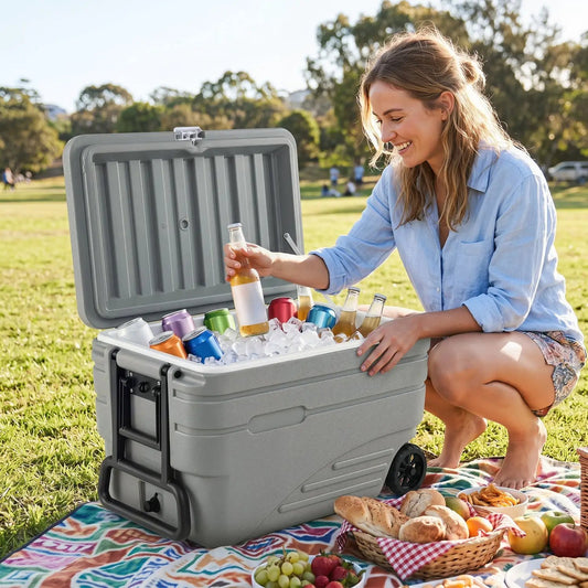 84 Quart wheeled cooler with pull handle in gray by DirectDeals on Tampa Home & Garden Store
