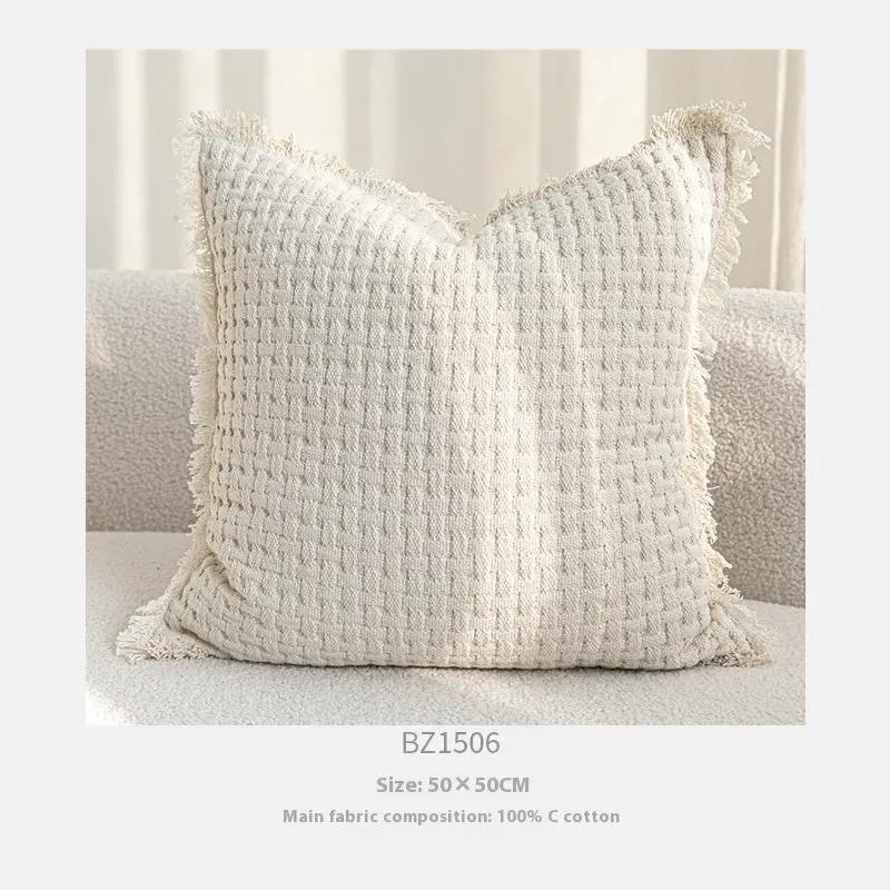 Sofa throw pillowcase cream with 3D embroidery, cotton, FLIPSTYLEZLLC on Tampa Home & Garden Store