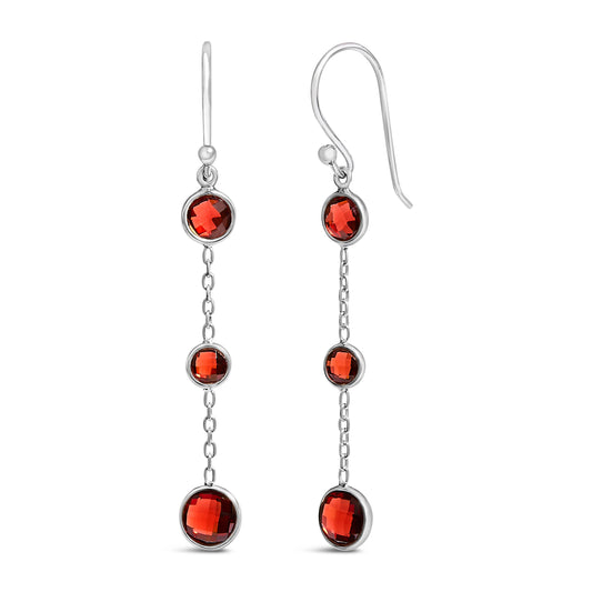 Bezel-set red garnet drop earrings in 925 sterling silver, pair on Tampa Home & Garden Store
