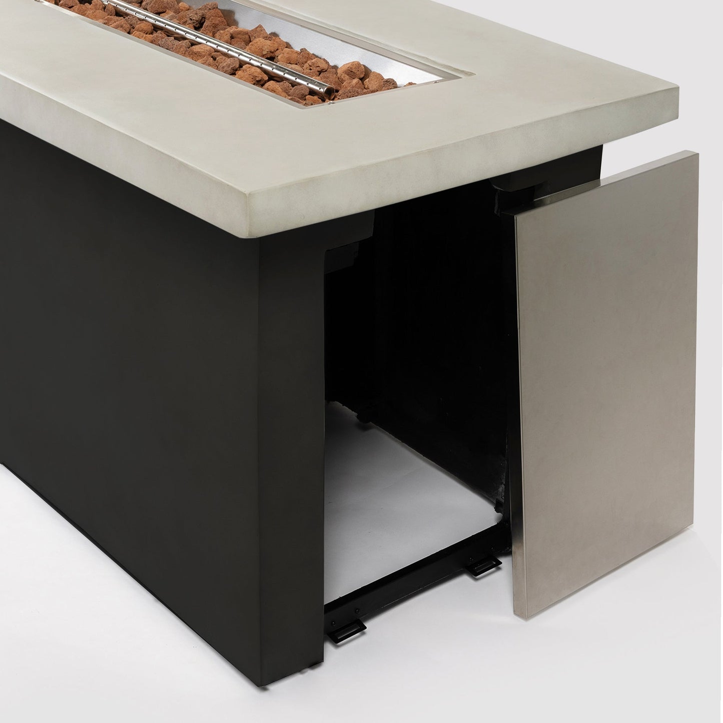 Rectangular Dark Grey Concrete Gas Fire Pit Table