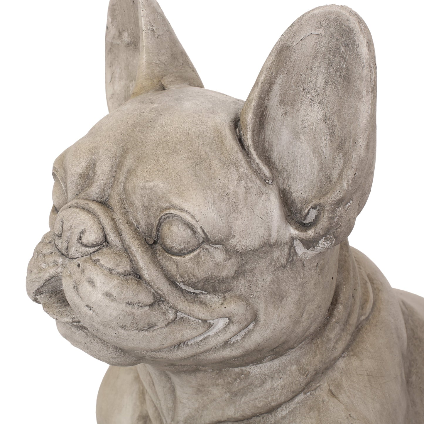 French Bulldog garden statue in weathered gray stone finish on Tampa Home & Garden Store