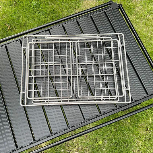 Panier pliant en acier inoxydable IGT : Égoutter et laver, accessoire de table de camping idéal.